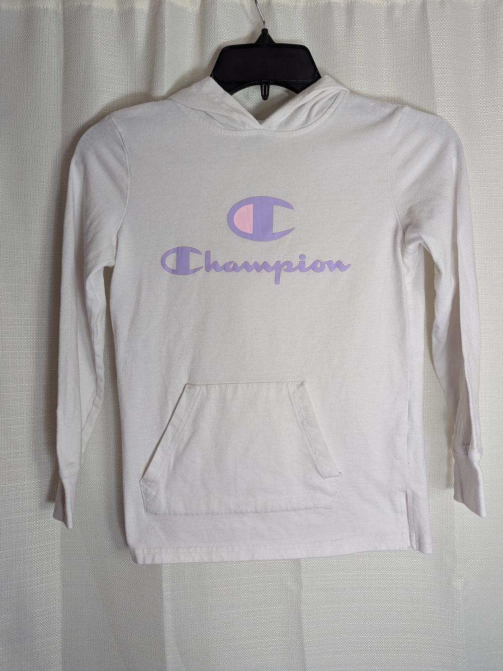 Champion White Hoodie with Lavender Logo for Kids